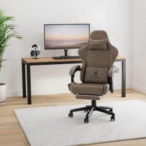 GTPLAYER Gaming Chair with Speakers, Video Game Chairs with Footrest, PC Gamer Chairs for Adults - Padded High Back Ergonomic Reclining Silla Gamer, Linkage Armrest, Ace Pro, Ivory