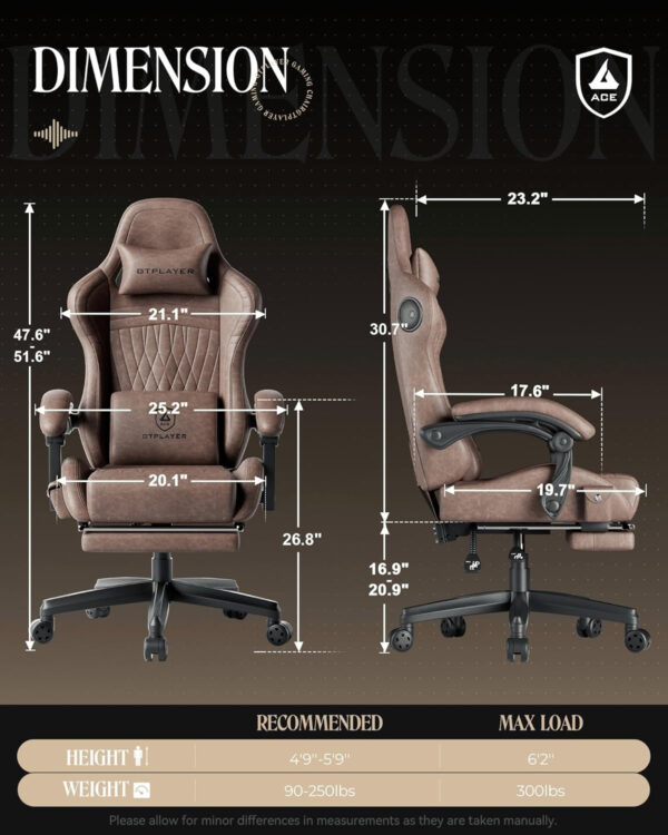 GTPLAYER Gaming Chair with Speakers, Video Game Chairs with Footrest, PC Gamer Chairs for Adults - Padded High Back Ergonomic Reclining Silla Gamer, Linkage Armrest, Ace Pro, Ivory