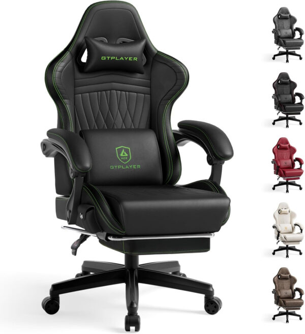 GTPLAYER Gaming Chair with Speakers, Video Game Chairs with Footrest, PC Gamer Chairs for Adults - Padded High Back Ergonomic Reclining Silla Gamer, Linkage Armrest, Ace Pro, Ivory