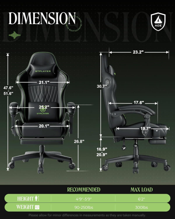 GTPLAYER Gaming Chair with Speakers, Video Game Chairs with Footrest, PC Gamer Chairs for Adults - Padded High Back Ergonomic Reclining Silla Gamer, Linkage Armrest, Ace Pro, Ivory