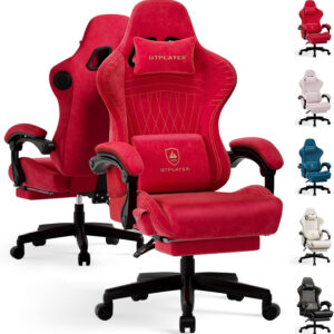 GTPLAYER Gaming Chair with Speakers, Video Game Chairs with Footrest, PC Gamer Chairs for Adults - Padded High Back Ergonomic Reclining Silla Gamer, Linkage Armrest, Ace Pro, Ivory