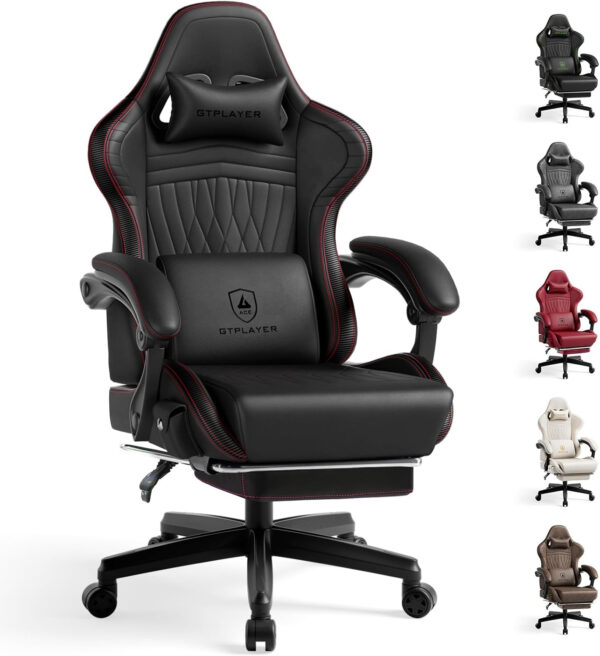 GTPLAYER Gaming Chair with Speakers, Video Game Chairs with Footrest, PC Gamer Chairs for Adults - Padded High Back Ergonomic Reclining Silla Gamer, Linkage Armrest, Ace Pro, Ivory