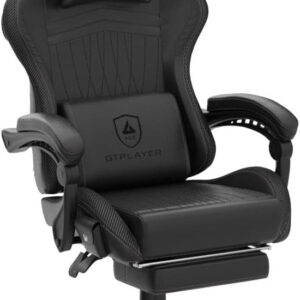 GTPLAYER Gaming Chair with Speakers, Video Game Chairs with Footrest, PC Gamer Chairs for Adults - Padded High Back Ergonomic Reclining Silla Gamer, Linkage Armrest, Ace Pro, Ivory