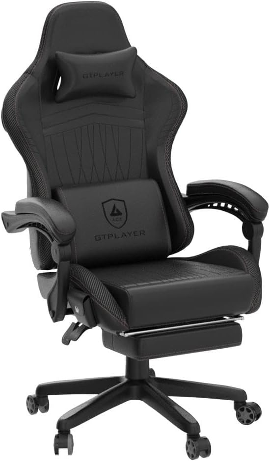 GTPLAYER Gaming Chair with Speakers, Video Game Chairs with Footrest, PC Gamer Chairs for Adults - Padded High Back Ergonomic Reclining Silla Gamer, Linkage Armrest, Ace Pro, Ivory