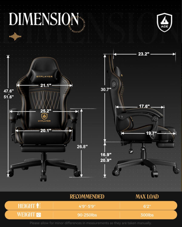 GTPLAYER Gaming Chair with Speakers, Video Game Chairs with Footrest, PC Gamer Chairs for Adults - Padded High Back Ergonomic Reclining Silla Gamer, Linkage Armrest, Ace Pro, Ivory