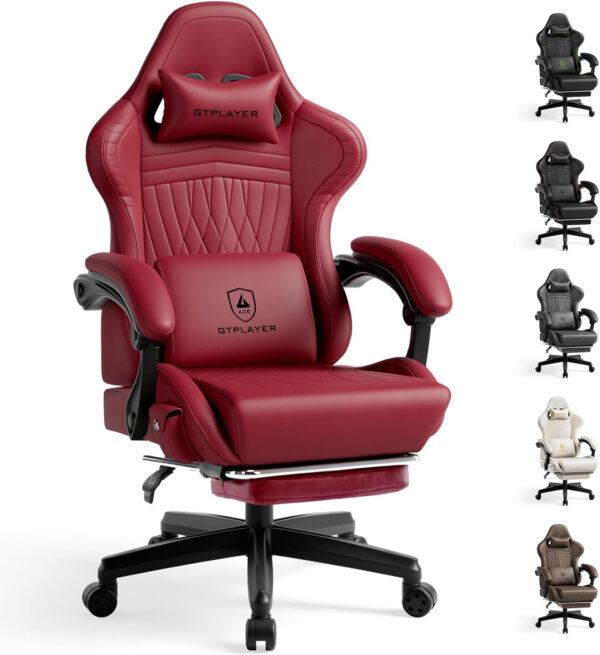 GTPLAYER Gaming Chair with Speakers, Video Game Chairs with Footrest, PC Gamer Chairs for Adults - Padded High Back Ergonomic Reclining Silla Gamer, Linkage Armrest, Ace Pro, Ivory