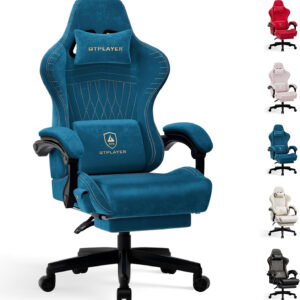 GTPLAYER Gaming Chair with Speakers, Video Game Chairs with Footrest, PC Gamer Chairs for Adults - Padded High Back Ergonomic Reclining Silla Gamer, Linkage Armrest, Ace Pro, Ivory