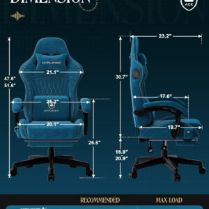 GTPLAYER Gaming Chair with Speakers, Video Game Chairs with Footrest, PC Gamer Chairs for Adults - Padded High Back Ergonomic Reclining Silla Gamer, Linkage Armrest, Ace Pro, Ivory