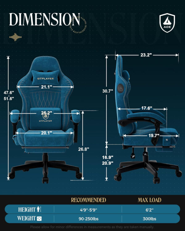 GTPLAYER Gaming Chair with Speakers, Video Game Chairs with Footrest, PC Gamer Chairs for Adults - Padded High Back Ergonomic Reclining Silla Gamer, Linkage Armrest, Ace Pro, Ivory