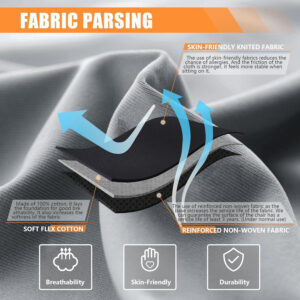 Dowinx Gaming Chair Fabric with Pocket Spring Cushion, Massage Game Chair Cloth with Headrest, Ergonomic Computer Chair with Footrest 290LBS, Black and Grey