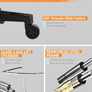 Dowinx Gaming Chair Fabric with Pocket Spring Cushion, Massage Game Chair Cloth with Headrest, Ergonomic Computer Chair with Footrest 290LBS, Black and Grey