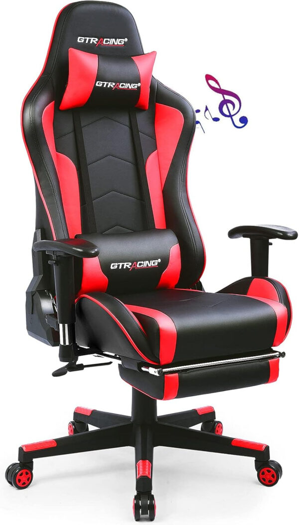 GTRACING Gaming Chair with Footrest Speakers Video Game Chair Bluetooth Music Heavy Duty Ergonomic Computer Office Desk Chair