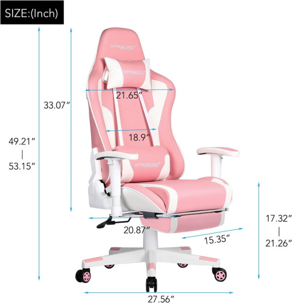 GTRACING Gaming Chair with Footrest Speakers Video Game Chair Bluetooth Music Heavy Duty Ergonomic Computer Office Desk Chair