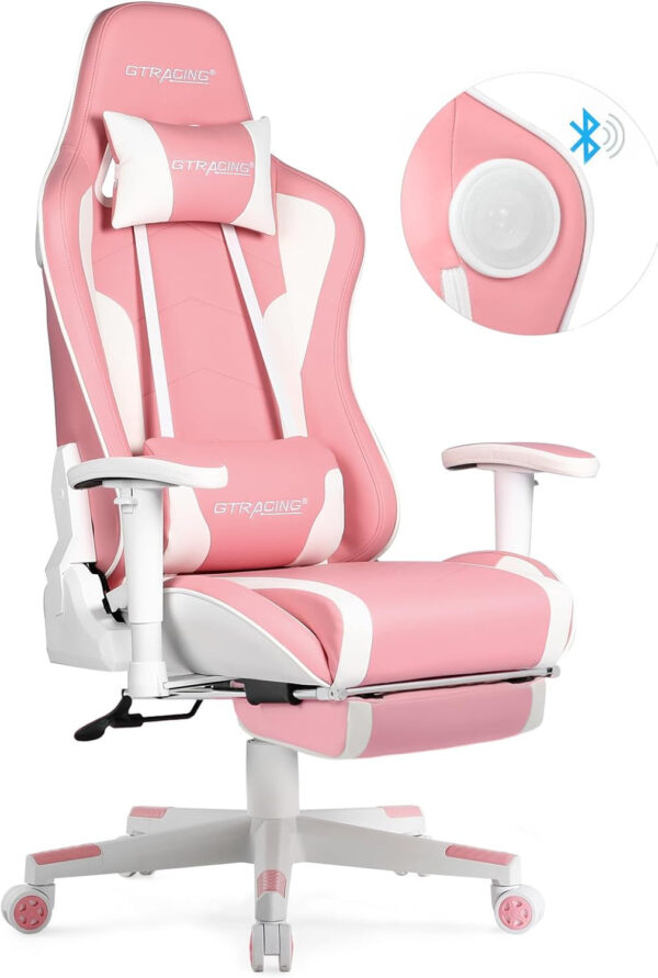 GTRACING Gaming Chair with Footrest Speakers Video Game Chair Bluetooth Music Heavy Duty Ergonomic Computer Office Desk Chair