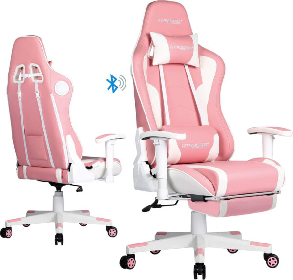 GTRACING Gaming Chair with Footrest Speakers Video Game Chair Bluetooth Music Heavy Duty Ergonomic Computer Office Desk Chair