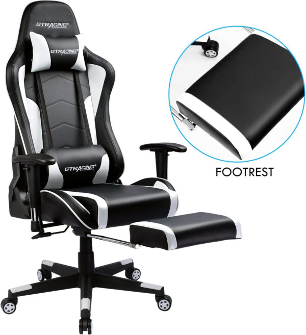 GTRACING Gaming Chair with Footrest Speakers Video Game Chair Bluetooth Music Heavy Duty Ergonomic Computer Office Desk Chair