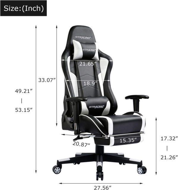 GTRACING Gaming Chair with Footrest Speakers Video Game Chair Bluetooth Music Heavy Duty Ergonomic Computer Office Desk Chair