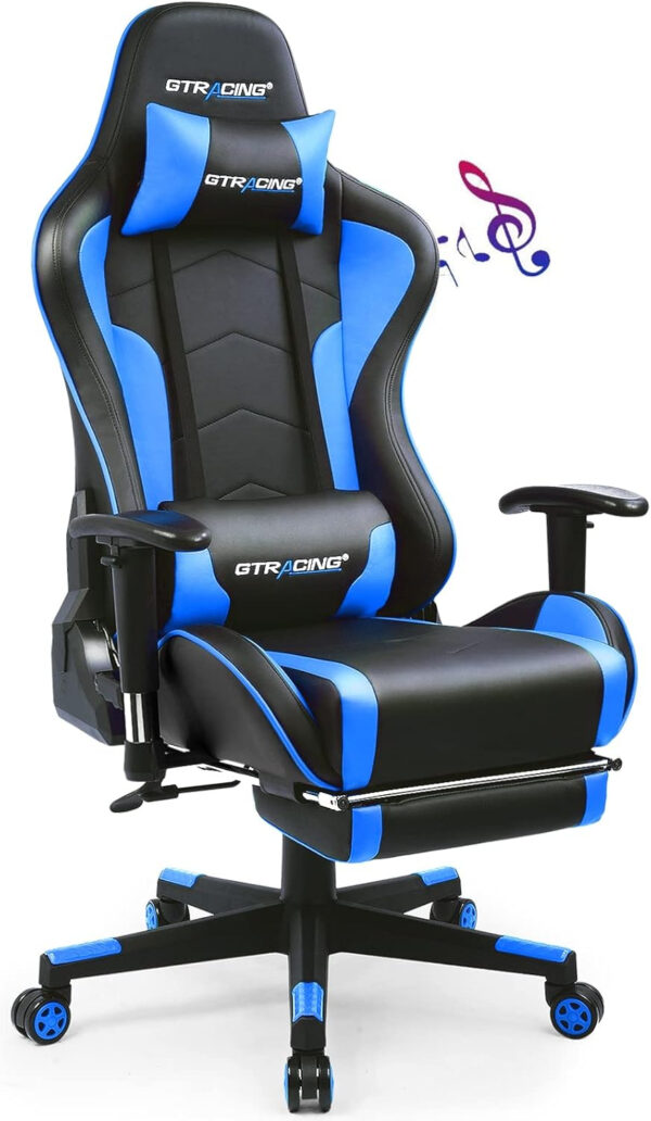 GTRACING Gaming Chair with Footrest Speakers Video Game Chair Bluetooth Music Heavy Duty Ergonomic Computer Office Desk Chair
