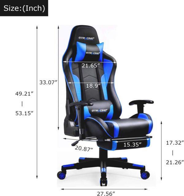 GTRACING Gaming Chair with Footrest Speakers Video Game Chair Bluetooth Music Heavy Duty Ergonomic Computer Office Desk Chair