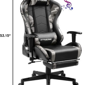 GTRACING Gaming Chair with Footrest Speakers Video Game Chair Bluetooth Music Heavy Duty Ergonomic Computer Office Desk Chair