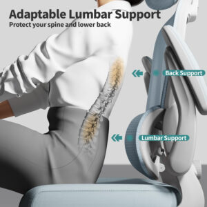 TRALT Office Chair Ergonomic Desk Chair, 330 LBS Home Mesh Office Desk Chairs with Wheels, Comfortable Gaming Chair, High Back Office Chair for Long Hours (Blue)