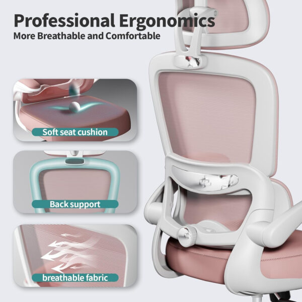 TRALT Office Chair Ergonomic Desk Chair, 330 LBS Home Mesh Office Desk Chairs with Wheels, Comfortable Gaming Chair, High Back Office Chair for Long Hours (Blue)