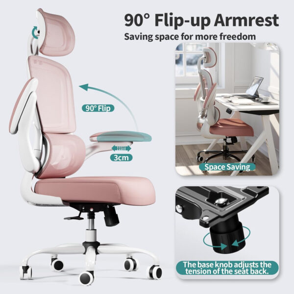 TRALT Office Chair Ergonomic Desk Chair, 330 LBS Home Mesh Office Desk Chairs with Wheels, Comfortable Gaming Chair, High Back Office Chair for Long Hours (Blue)