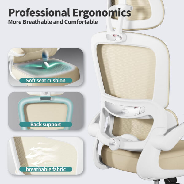 TRALT Office Chair Ergonomic Desk Chair, 330 LBS Home Mesh Office Desk Chairs with Wheels, Comfortable Gaming Chair, High Back Office Chair for Long Hours (Blue)