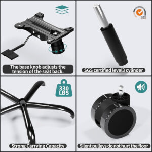 TRALT Office Chair Ergonomic Desk Chair, 330 LBS Home Mesh Office Desk Chairs with Wheels, Comfortable Gaming Chair, High Back Office Chair for Long Hours (Blue)