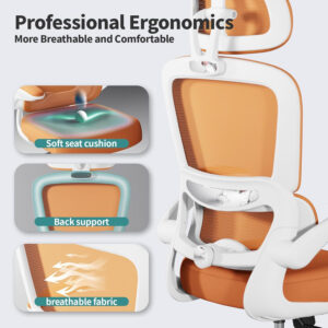 TRALT Office Chair Ergonomic Desk Chair, 330 LBS Home Mesh Office Desk Chairs with Wheels, Comfortable Gaming Chair, High Back Office Chair for Long Hours (Blue)