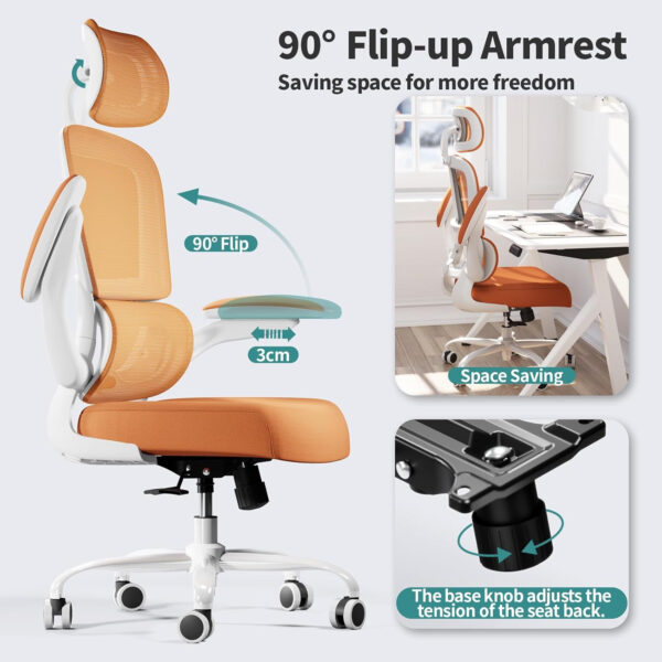 TRALT Office Chair Ergonomic Desk Chair, 330 LBS Home Mesh Office Desk Chairs with Wheels, Comfortable Gaming Chair, High Back Office Chair for Long Hours (Blue)