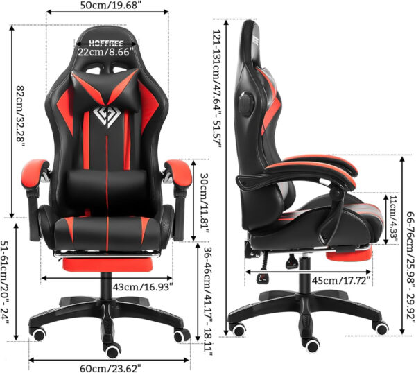 HOFFREE RGB Gaming Chair with Speakers Massage Computer Gaming Chair with LED Lights and Footrest High Back Video Game Chair for Adults Blue and Black