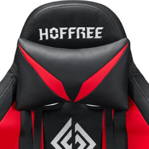 HOFFREE RGB Gaming Chair with Speakers Massage Computer Gaming Chair with LED Lights and Footrest High Back Video Game Chair for Adults Blue and Black