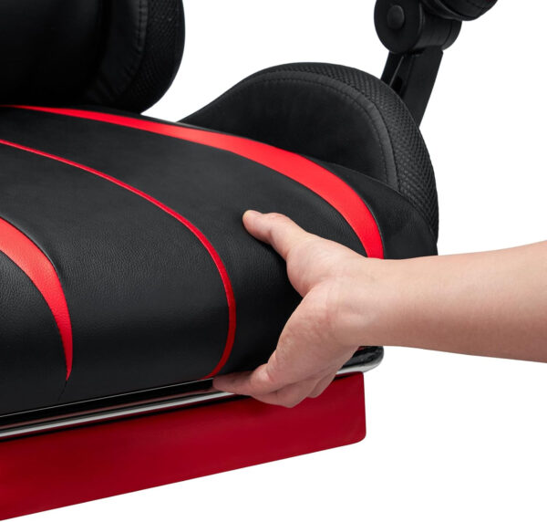 HOFFREE RGB Gaming Chair with Speakers Massage Computer Gaming Chair with LED Lights and Footrest High Back Video Game Chair for Adults Blue and Black