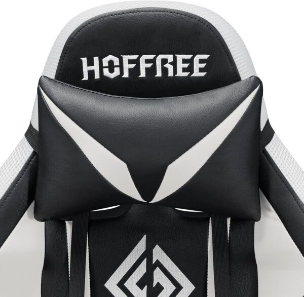 HOFFREE RGB Gaming Chair with Speakers Massage Computer Gaming Chair with LED Lights and Footrest High Back Video Game Chair for Adults Blue and Black
