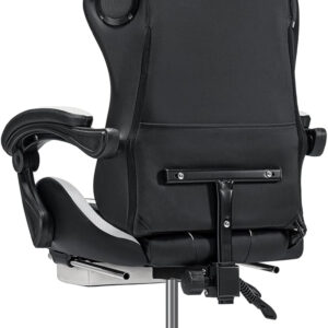 HOFFREE RGB Gaming Chair with Speakers Massage Computer Gaming Chair with LED Lights and Footrest High Back Video Game Chair for Adults Blue and Black