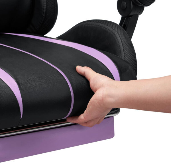 HOFFREE RGB Gaming Chair with Speakers Massage Computer Gaming Chair with LED Lights and Footrest High Back Video Game Chair for Adults Blue and Black