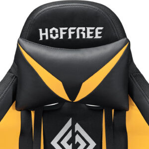 HOFFREE RGB Gaming Chair with Speakers Massage Computer Gaming Chair with LED Lights and Footrest High Back Video Game Chair for Adults Blue and Black