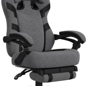 RESPAWN 110 Pro Gaming Chair - Gaming Chair with Footrest, Reclining Gaming Chair, Video Gaming Computer Desk Chair, Adjustable Desk Chair, Gaming Chairs for Adults with Headrest Pillow - Grey Fabric