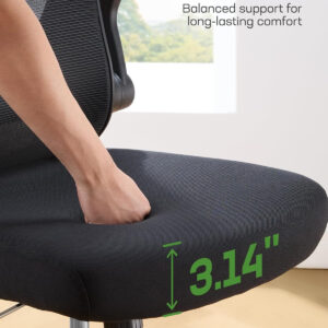 Marsail Ergonomic Office Chair: Ergonomic Gaming Chair with 3D Headrest, 3D Lumbar Support, Flip-up Armrests, High Back Adjustable Desk Chair with 90-120° Tilt Lock, Thick Cushion (Black)