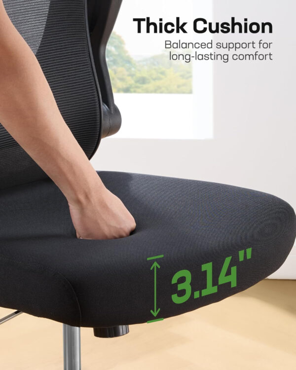 Marsail Ergonomic Office Chair: Ergonomic Gaming Chair with 3D Headrest, 3D Lumbar Support, Flip-up Armrests, High Back Adjustable Desk Chair with 90-120° Tilt Lock, Thick Cushion (Black)