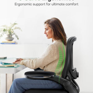 Marsail Ergonomic Office Chair: Ergonomic Gaming Chair with 3D Headrest, 3D Lumbar Support, Flip-up Armrests, High Back Adjustable Desk Chair with 90-120° Tilt Lock, Thick Cushion (Black)