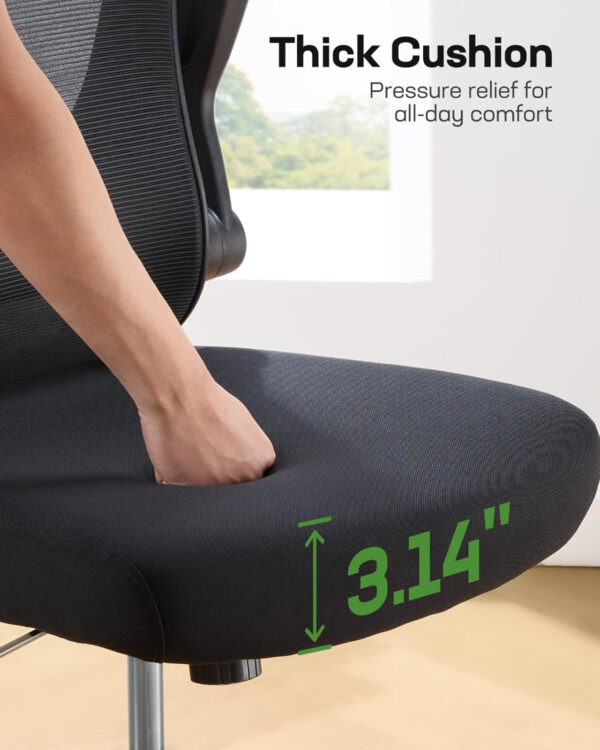 Marsail Ergonomic Office Chair: Ergonomic Gaming Chair with 3D Headrest, 3D Lumbar Support, Flip-up Armrests, High Back Adjustable Desk Chair with 90-120° Tilt Lock, Thick Cushion (Black)