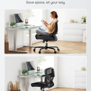 Marsail Ergonomic Office Chair: Ergonomic Gaming Chair with 3D Headrest, 3D Lumbar Support, Flip-up Armrests, High Back Adjustable Desk Chair with 90-120° Tilt Lock, Thick Cushion (Black)