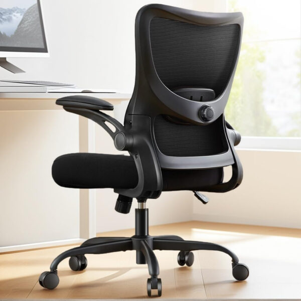 Marsail Ergonomic Office Chair: Ergonomic Gaming Chair with 3D Headrest, 3D Lumbar Support, Flip-up Armrests, High Back Adjustable Desk Chair with 90-120° Tilt Lock, Thick Cushion (Black)