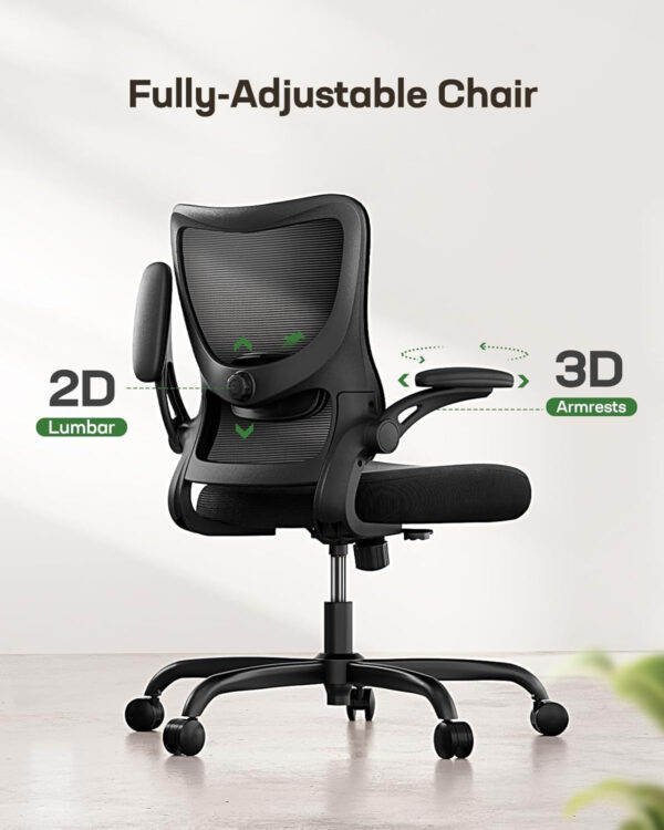 Marsail Ergonomic Office Chair: Ergonomic Gaming Chair with 3D Headrest, 3D Lumbar Support, Flip-up Armrests, High Back Adjustable Desk Chair with 90-120° Tilt Lock, Thick Cushion (Black)