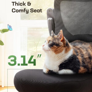 Marsail Ergonomic Office Chair: Ergonomic Gaming Chair with 3D Headrest, 3D Lumbar Support, Flip-up Armrests, High Back Adjustable Desk Chair with 90-120° Tilt Lock, Thick Cushion (Black)