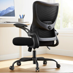 Marsail Ergonomic Office Chair: Ergonomic Gaming Chair with 3D Headrest, 3D Lumbar Support, Flip-up Armrests, High Back Adjustable Desk Chair with 90-120° Tilt Lock, Thick Cushion (Black)