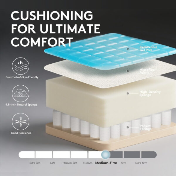 Gaming Chair Breathable Fabric,Computer Office Chair with Footrest,Massage Lumbar Support and Gel Pad,Ergonomic Reclining Gamer Chair with Adjustable Armrests and Spring Cushion Beige