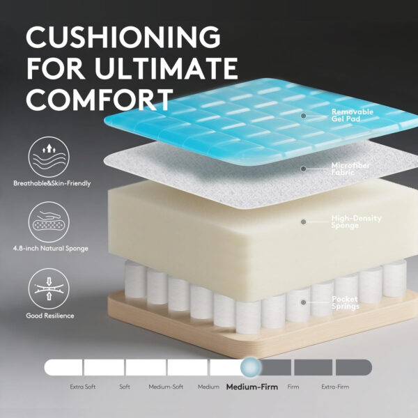 Gaming Chair Breathable Fabric,Computer Office Chair with Footrest,Massage Lumbar Support and Gel Pad,Ergonomic Reclining Gamer Chair with Adjustable Armrests and Spring Cushion Beige